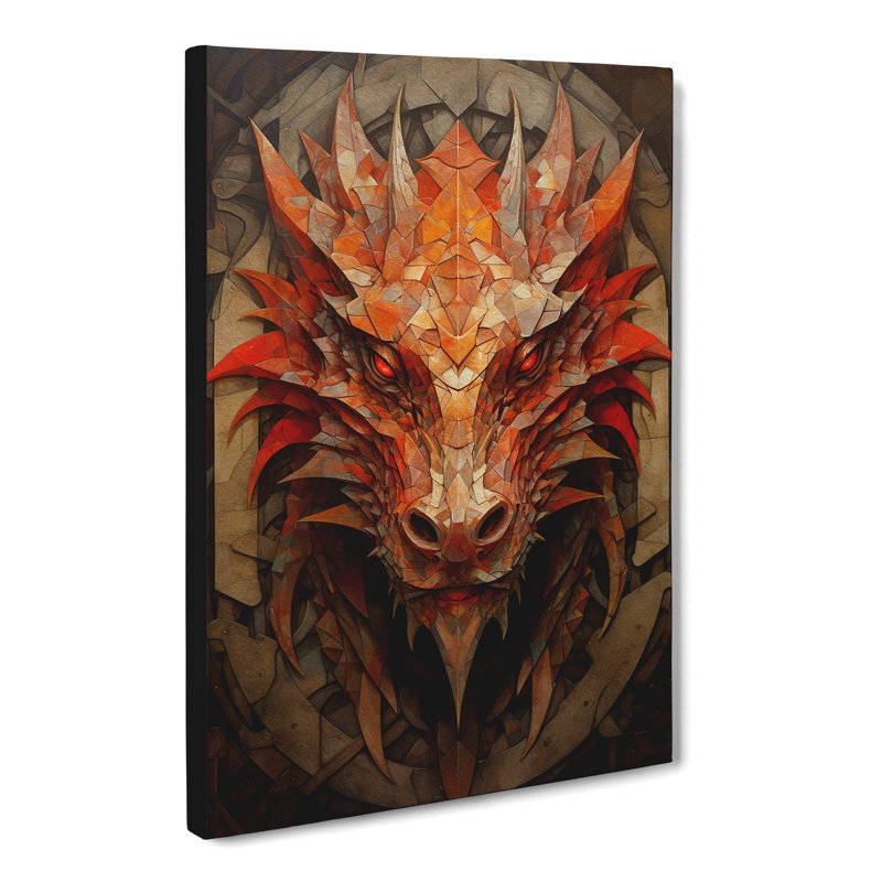 Dragon Geometric - Print on Canvas, 50cm H x 35cm W x 3cm D