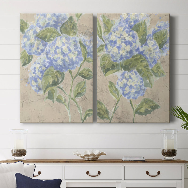 Vintage Hydrangea Fresco I-Premium Gallery Wrapped Canvas -Ready to Hang, 18" H x 24" W