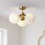 Luminaire semi-encastré Lio moderne à 3 lumières en laiton brossé / nickel brossé / globe en verre noir mat Lio pour salon, chambre à coucher-919947347