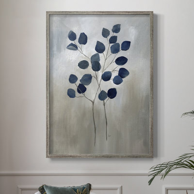 Indigo Foliage II, reproduction encadrée - bois massif