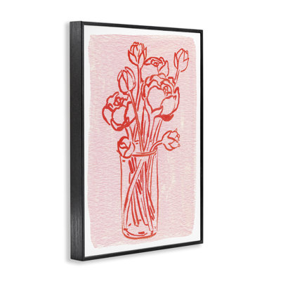 Esquisse de vase pivoine encadrée, design par Hannah Moren