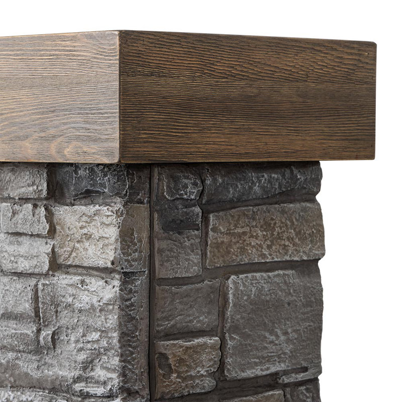Modern Ember Raeford 40" Faux Stone Brick Surround With Wood Mantel, Includes 18" Electric Fireplace