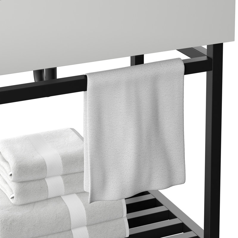 Ensemble de meuble-lavabo simple 30 po Whittier, Métal noir / blanc