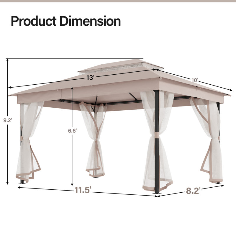 LAUSAINT HOME Outdoor Patio Gazebo 10'x13', Beige