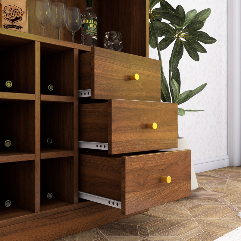 Buffet autoportant avec 2 portes coulissantes en verre rayé