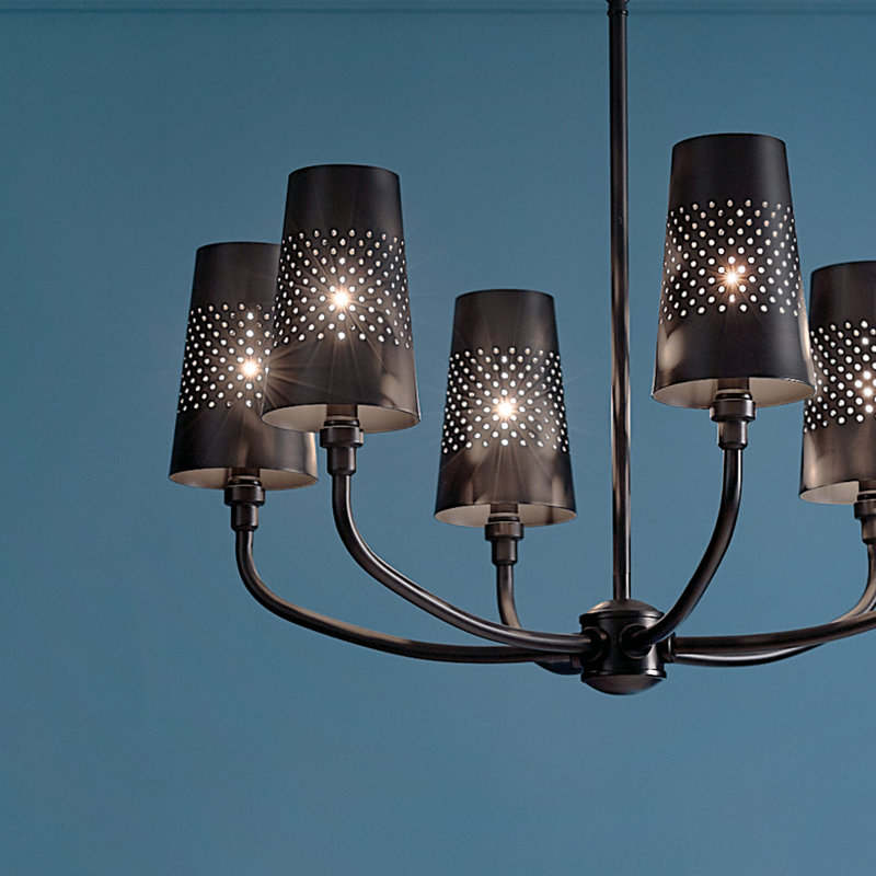Dimmable Classic / Traditional Chandelier, Black, 19.5" H x 26.75" W x 26.75" D