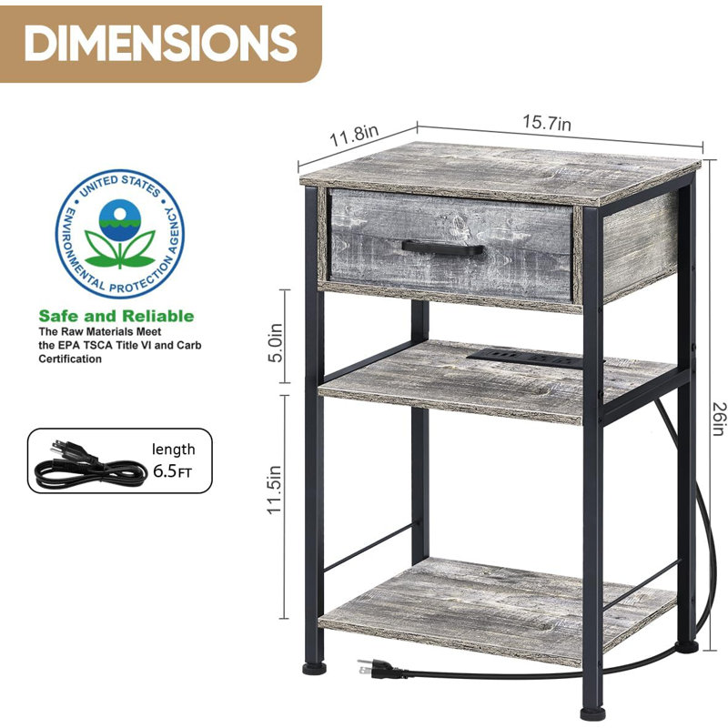 Table de bout Aaditya 26, Gris