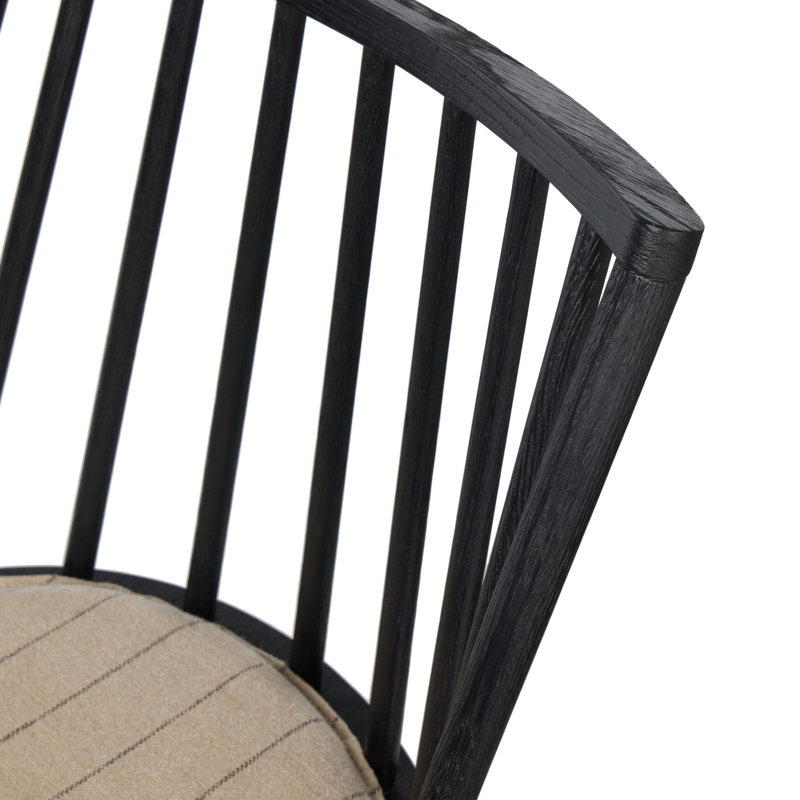 Lewis Windsor Stool With Cushion-Black Oak-Counter, Counter Stool (25.02” Seat Height), Black Oak