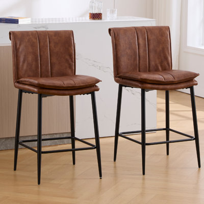 Suhaliya 2-Piece Faux Leather Counter Stool