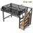Twin XL Loft Bed with Storage Stairs, Shelves & Built-in Wardrobe, Metal Frame with USB & LED Lights, Natural Wood-781971958-781971962