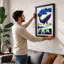 Whale in Depths Modern 1 Piece Single Picture Frame Wall Art-136654772-136654773