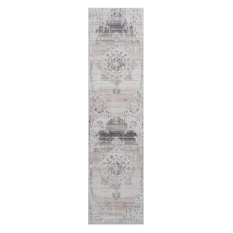 Collection 2X8 Cream/Beige /Medallion Non-Shedding Living Room Bedroom Dining Home Office Stylish And Stain Resistant Area Rug