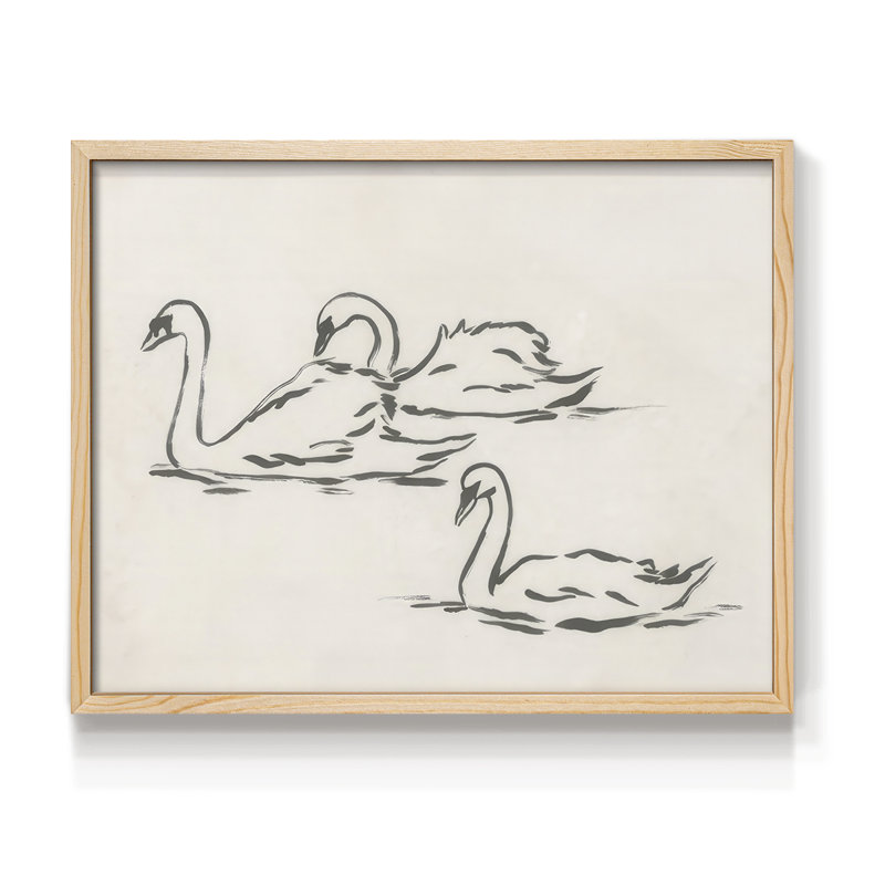 Swan Sketch I -Framed Print - Restickable, H 8 po x l 10 po, Naturel
