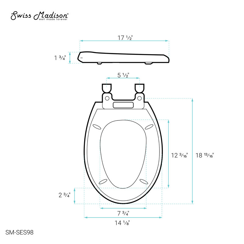 Siège de toilette allongé standard Swiss Madison