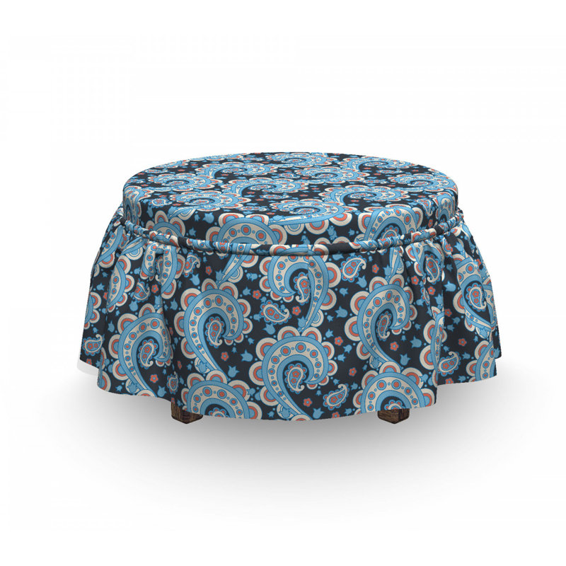 Ensemble de housse pour à coussin de boîte 2 pièces motif cachemire médiéval floral