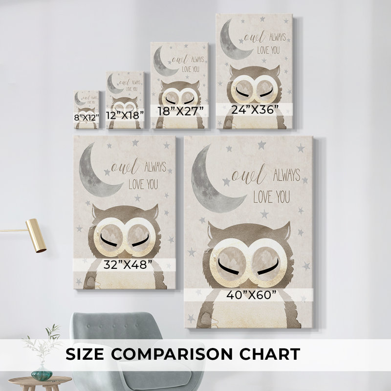 Goodnight Owl - Cavas enveloppés de galerie, H 12 po x l 8 po