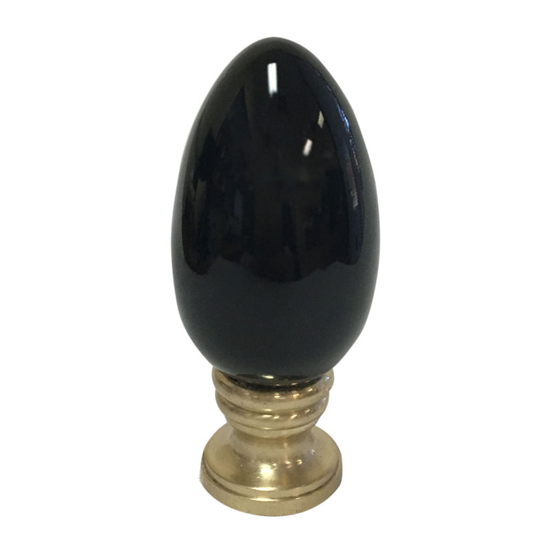 Ceramic Egg Shaped Lamp Finial, Black