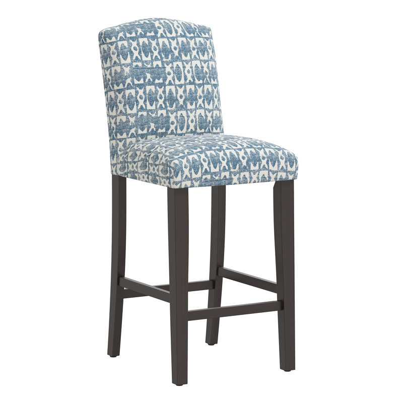 Tabouret de bar et de comptoir April, Tabouret de bar (siège d'une hauteur de 31 po), Blocs texturés bleus, Bois noir