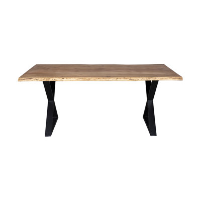 Kincy Solid Wood Top Metal Base Dining Table