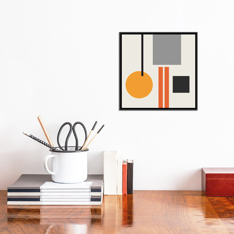 Mid Century V - impression sur toile tendue, Toile avec cadre noir, H 12 po x l 12 po x P 1,5 po