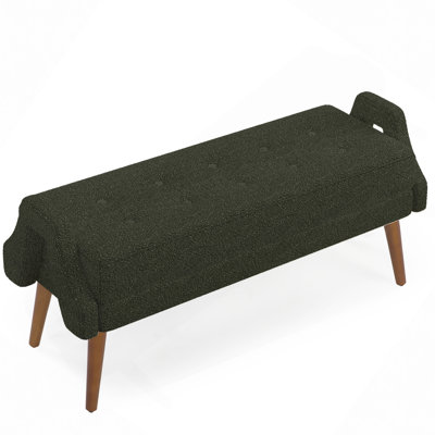 Living Room Bench, Made Of Looped Yarn Fabric, With Soft Cushion, Irregular Geometric Armrests, And Rubber Wooden Legs, Suitable For Living Rooms, Bedrooms, And Entrances