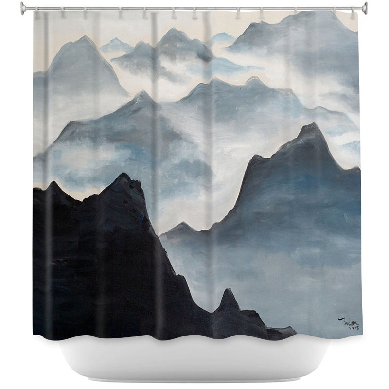 Rideau de douche simple misty montagnes ii