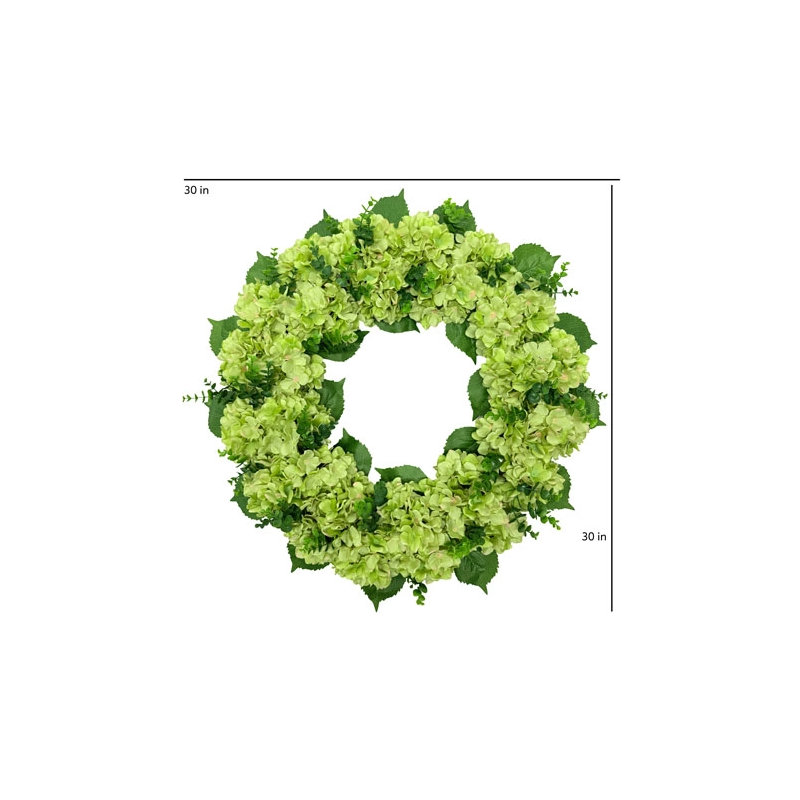 30" Artificial Light Green Hydrangea Wreath