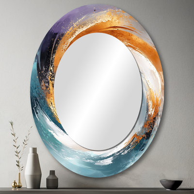 Miroir mural moderne bleu et or Vortex II
