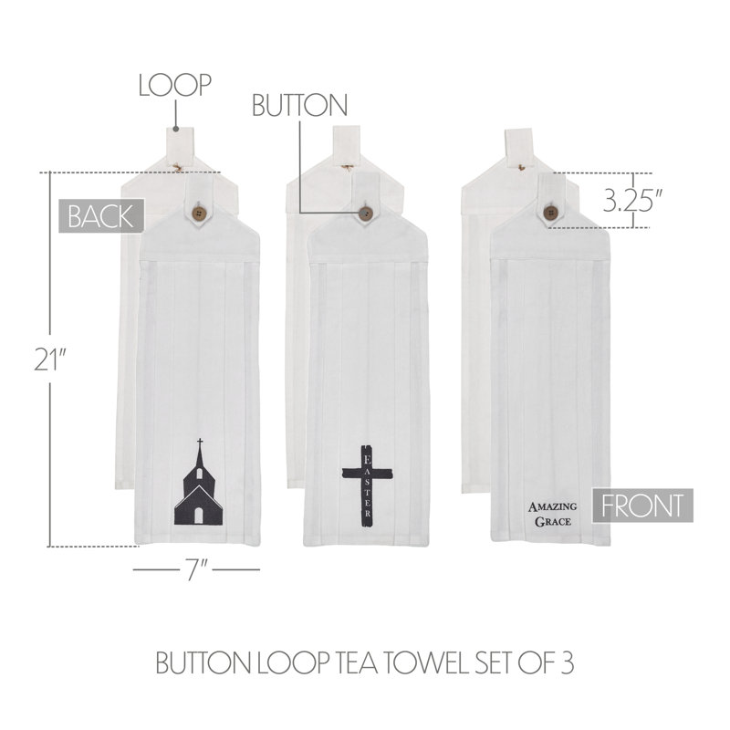 Ensemble de 3 torchons à boutons