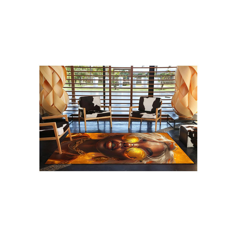 Modern  With Glasses Patterned Decorative Rug, Runner 3'3" x 9'10" Rug Pad Included