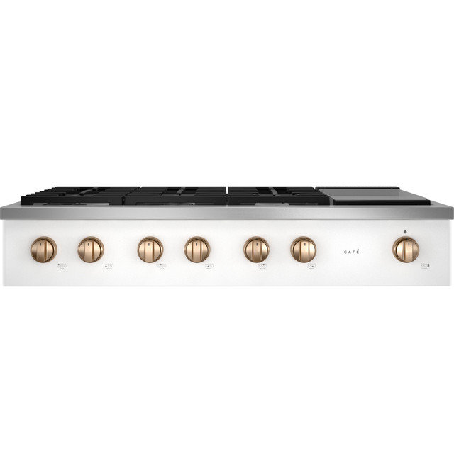 Café 48" Commercial-Style Gas Rangetop With 6 Burners And Griddle (Natural Gas), Matte White
