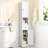 5 - Tier Freestanding Metal 71 Inch Tall White Cabinet With 2 Doors And Adjustable Shelves For Bathroom, Pantry Kitchen, Space Saving In Compact Kitchen Narrow Cabinet, Tall, White, Laundry Room