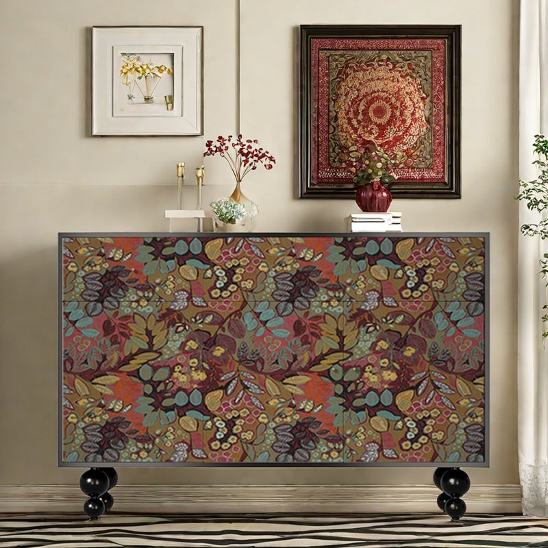 Commode et buffet peints pour hall d'entrée, Noir / multicolore