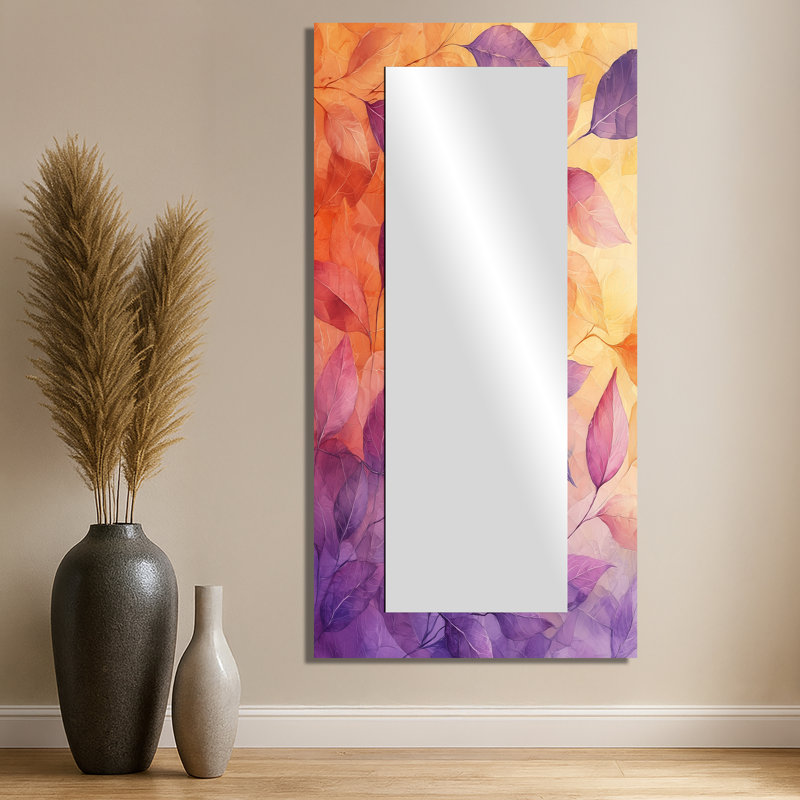 Sunset Sunset I - miroir floral pour décoration murale - imprimé sur métal, 28 po x 55 po