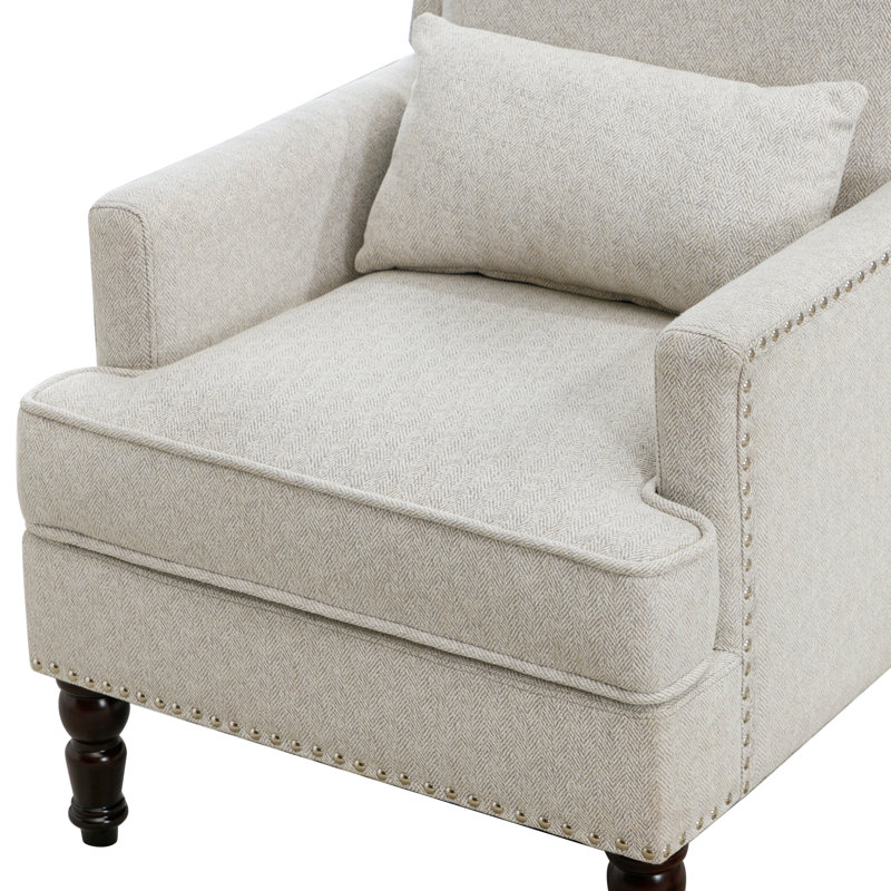 Arafa Upholstered Armchair, Beige Linen