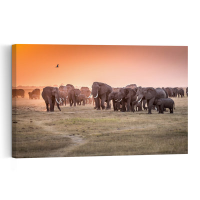 African Elephant Sunset Serene Tranquil Abstract Elephant Landscape Nature Wall Art Print