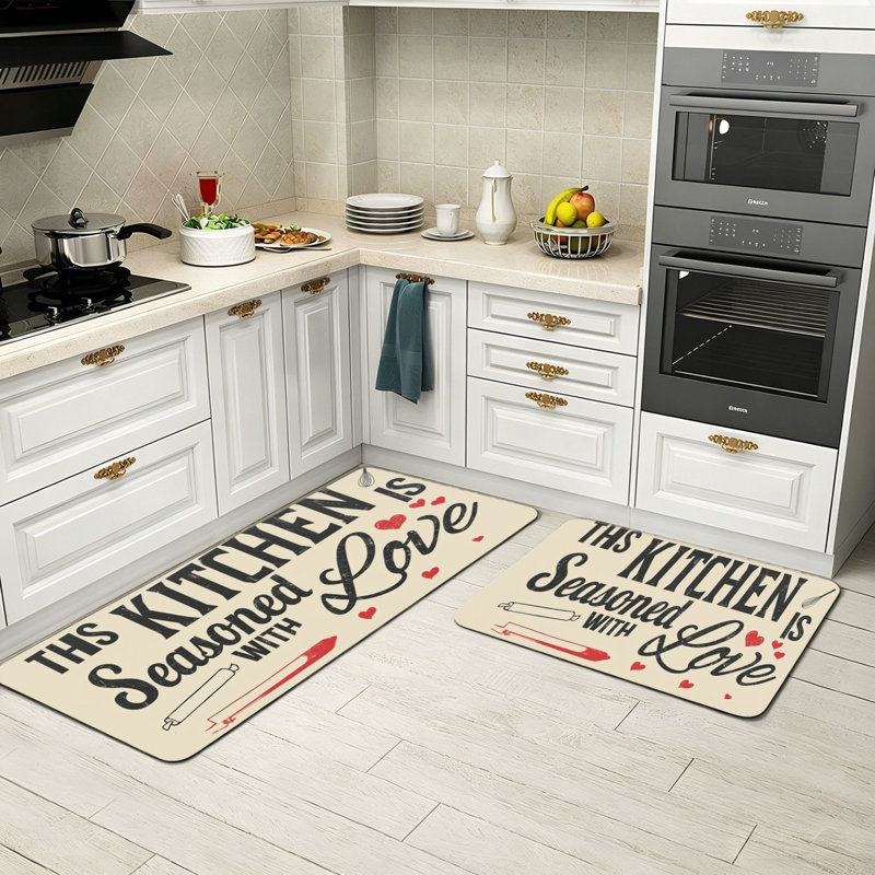 Tapis de cuisine 2 pièces Vintage Kitchen Quote, Beige / abstrait