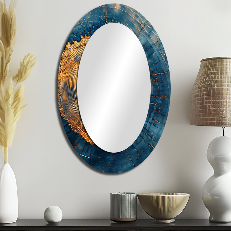 Miroir mural ovale sur bois doré, 36 po x 24 po