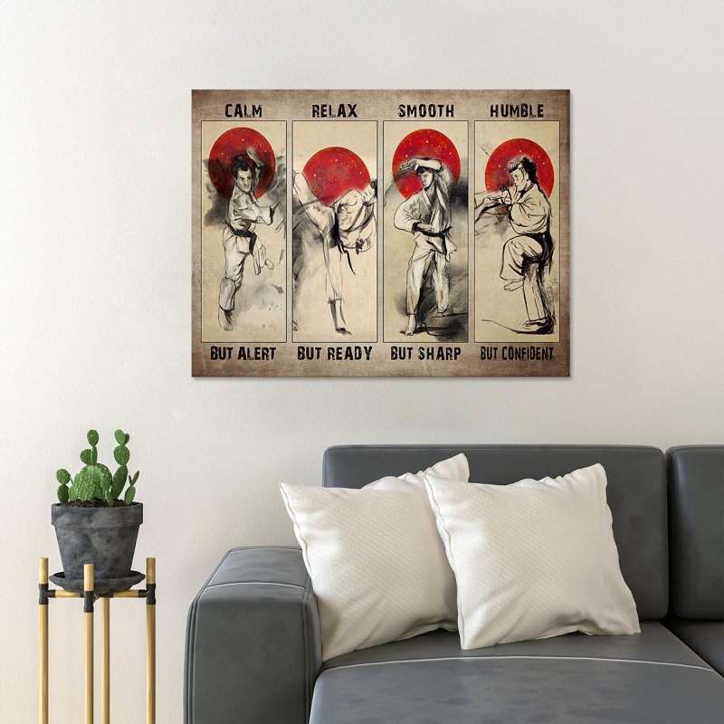 Karate Stances - Calm But Alert Relax But Ready Smooth But Sharp - 1 Piece Rectangle Graphic Art Print On Wrapped Canvas