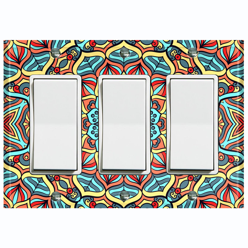 Patterned 3 - Gang Toggle Light Switch Standard Wall Plate