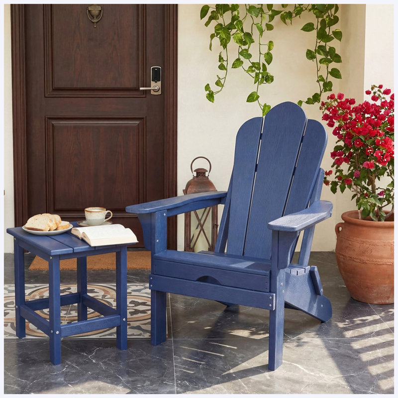 Table de bout extérieure Adirondack, table de bout de patio en PEHD, bleu marine