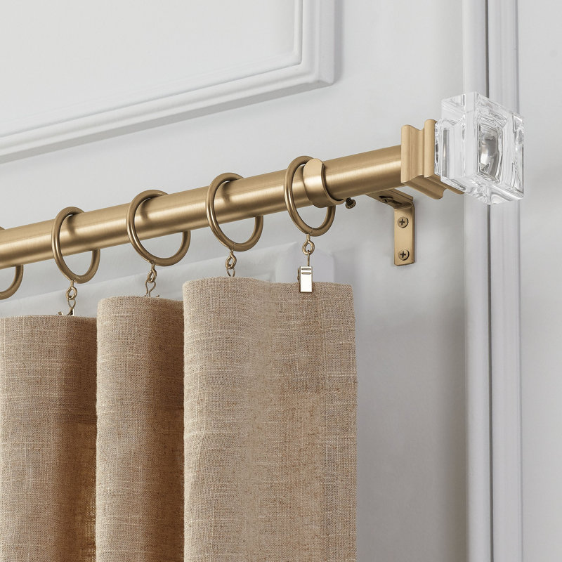 Ensemble de tiges de diamètre mural de la collection Mode Premium avec embouts carrés transparents, 72" - 144", Doré