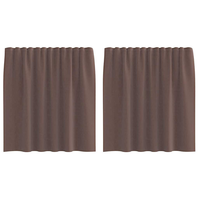 Voile Curtains With Tab Top 2 Pcs, Brown, 140cm Width x 140cm Drop