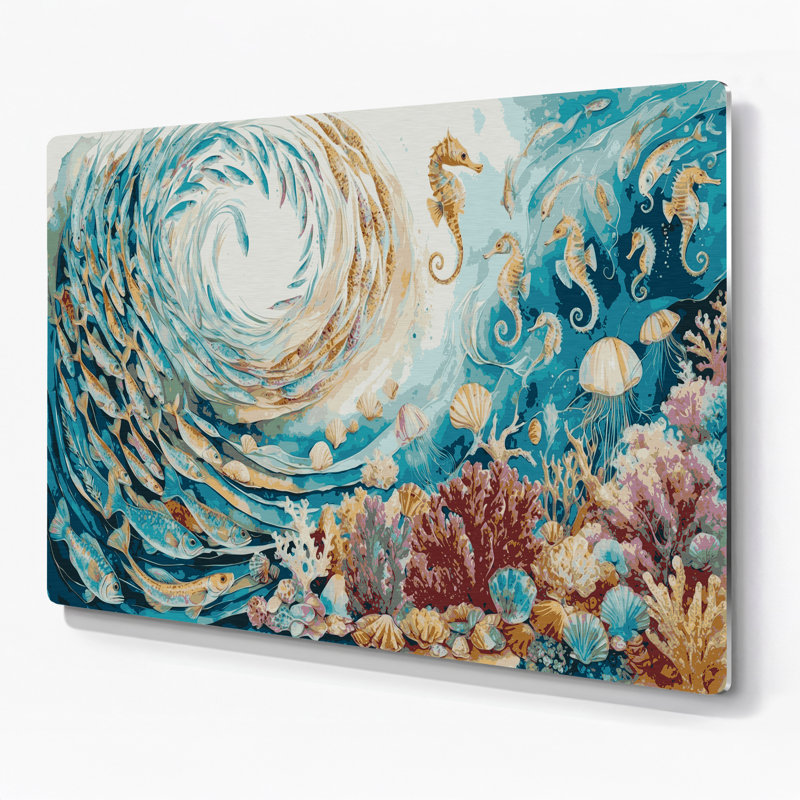 «Coastal Marine Life», art mural en métal brun, H 20 po x l 24 po
