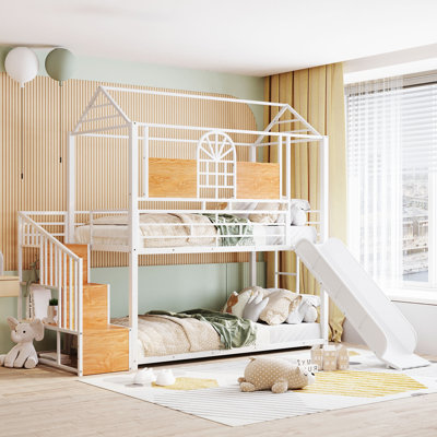 Allegonde Kids Twin Over Twin Bunk Bed