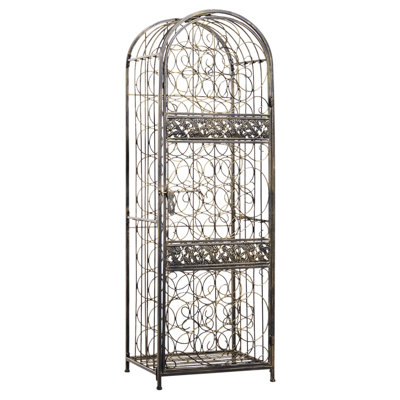 Modern 45 Bottle Wrought Iron Wine Rack Jail With Lock by Lark Manor
