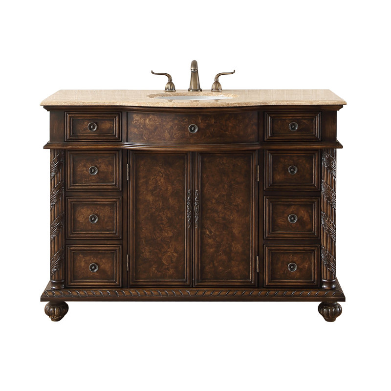 Ensemble de meuble-lavabo simple 48 po Leedom, Travertin