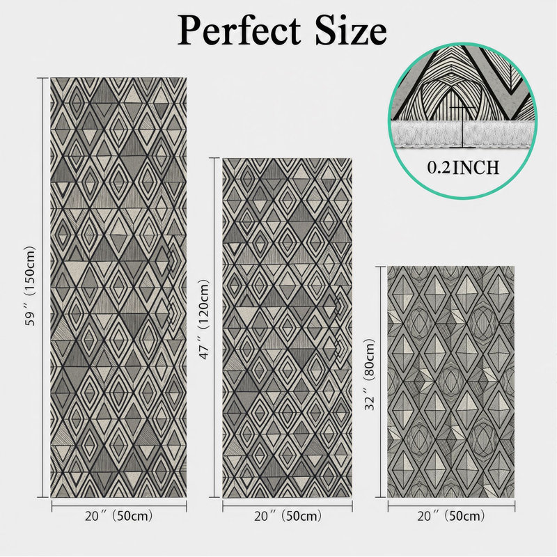 Geometric Pattern Non-Slip Washable Kitchen Mats