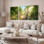 «Sunlight Forest Bridge Floral Landscape», ensemble de 3 reproductions d'art sur toile tendues-995504640