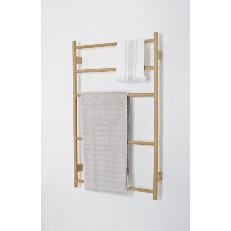 Mendocino Wood 4 Wall Towel Rack, Natural Oak